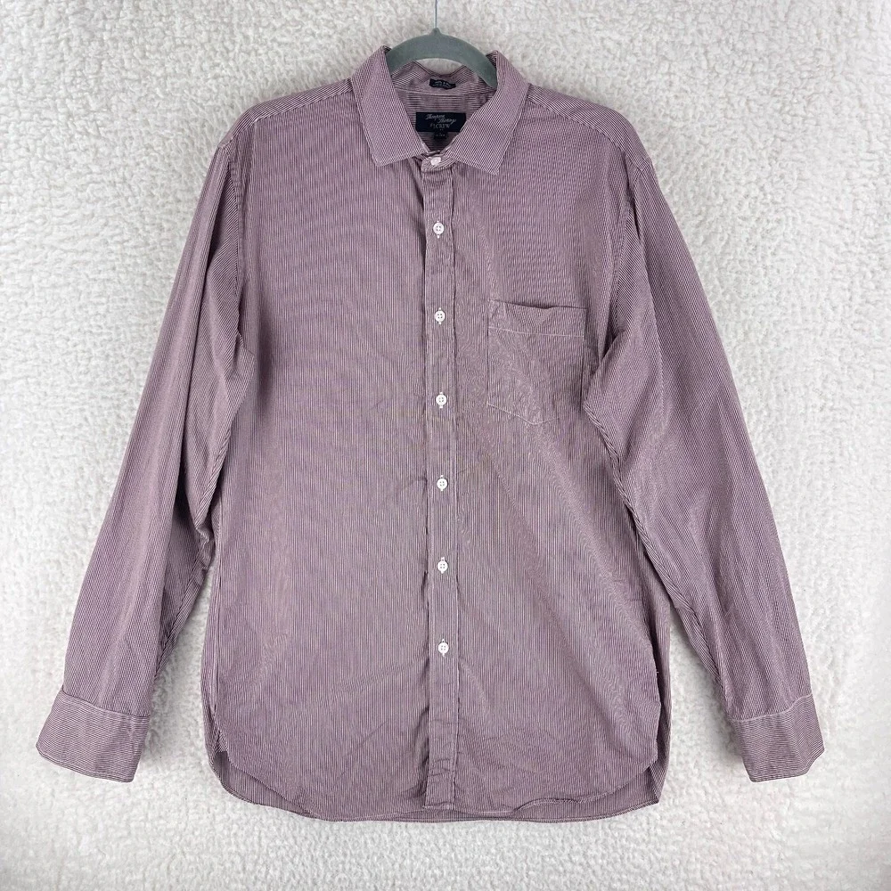 Thompson Shirtings by J. Crew Red Plaid Button-Down Dress Shirt Mens Size Large